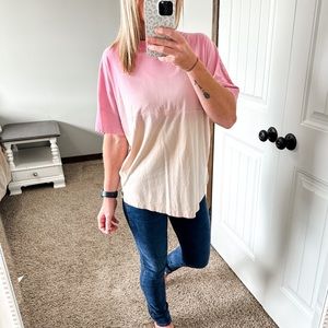 PINK by Victoria's Secret Kinder To The Planet Pink/Cream Short Sleeve Tee XS